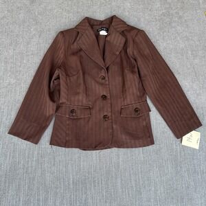 Vtg 90s Spago Collection Brown Metallic Pinstripe Blazer Jacket 14W Officecore